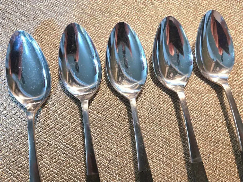 Epic Japan Stainless Mid Century Modern Black Handle Tablespoons Set of 5